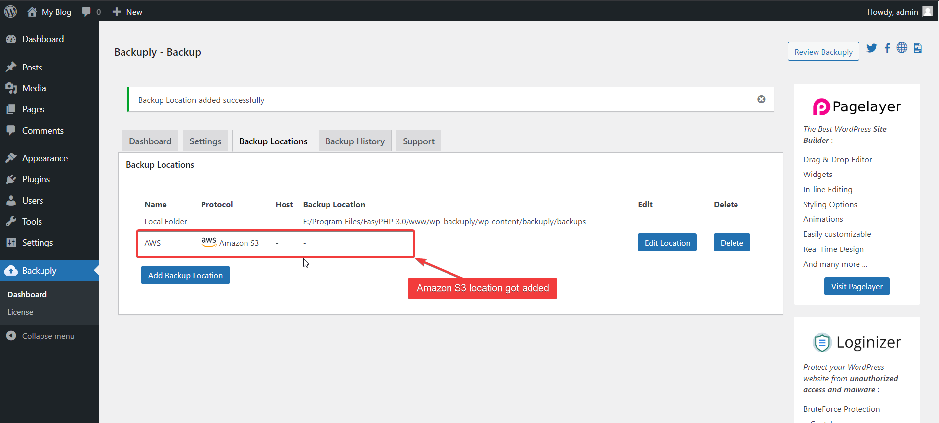 Amazon S3 added to Backuply