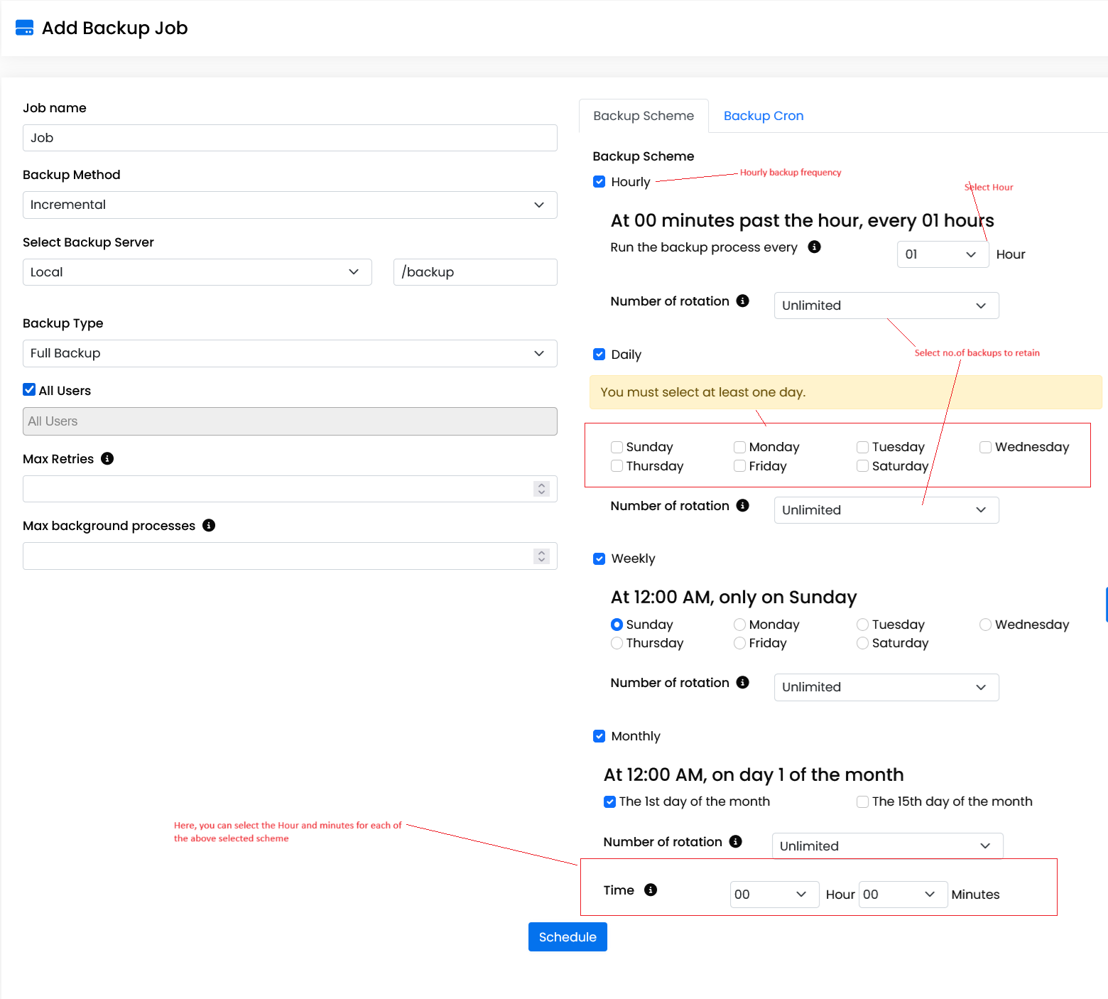 Backuply Backup schemes
